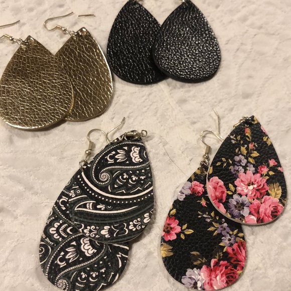 Jewelry - 4 pair Faux leather earrings